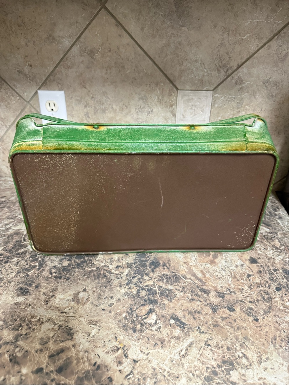Green Metal Trough Organizer with Fold-Down Handles - Picture 4 of 4